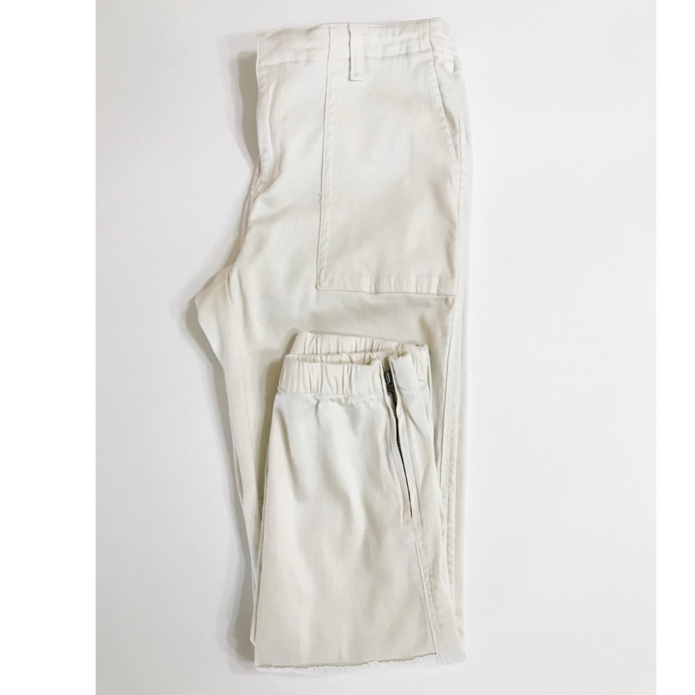 Calvin Klein Cream Cargo Ankle Cropped Pants SZ 6
